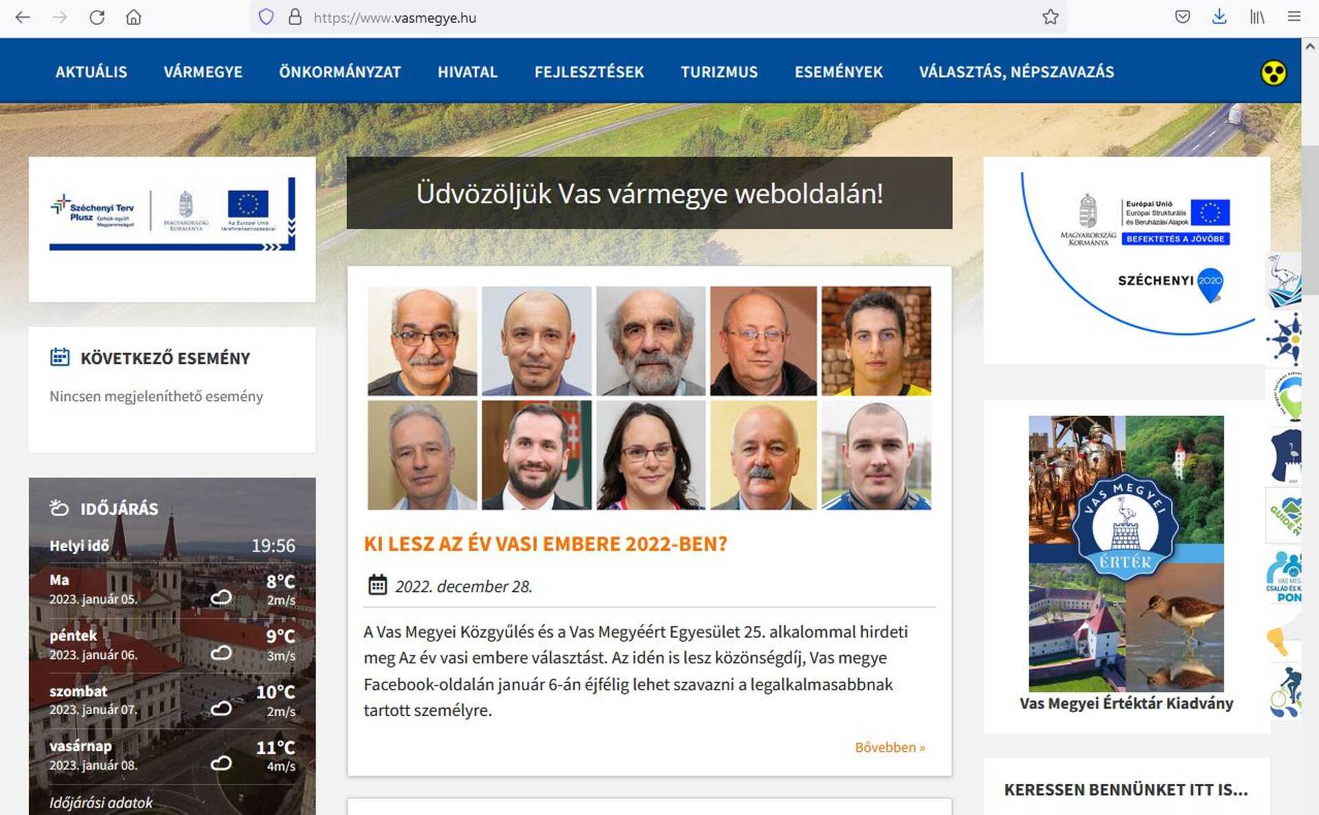 A Vas megyei önkormányzat oldala