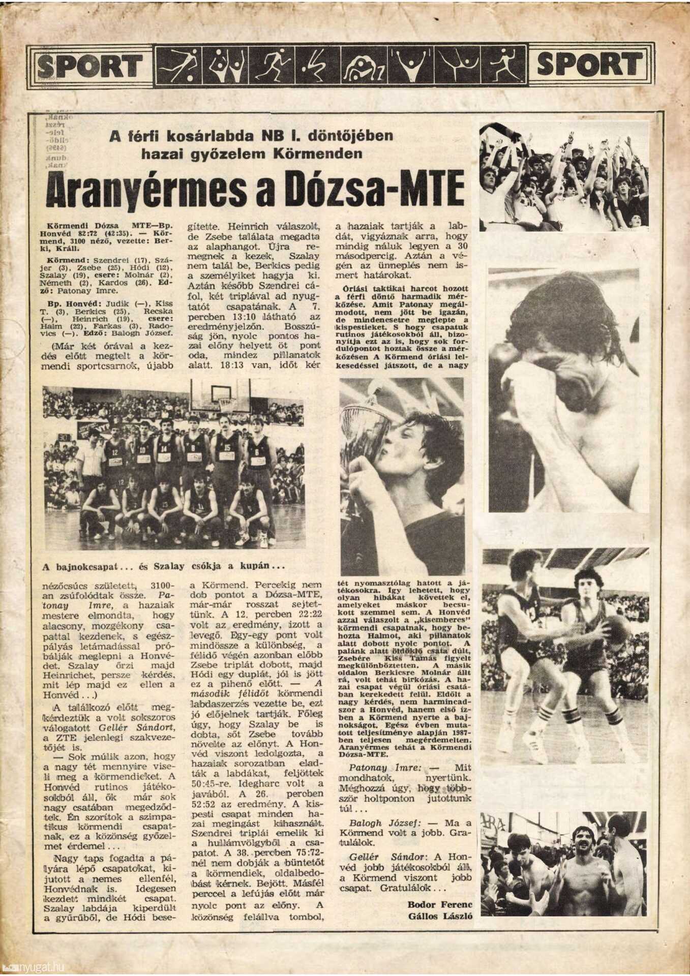 A Körmend első bajnoki aranya