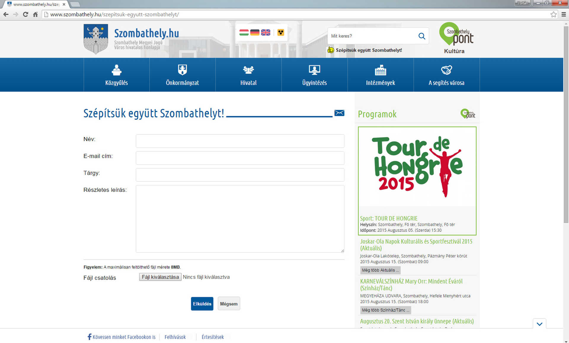 Megújult Szombathely honlapja
