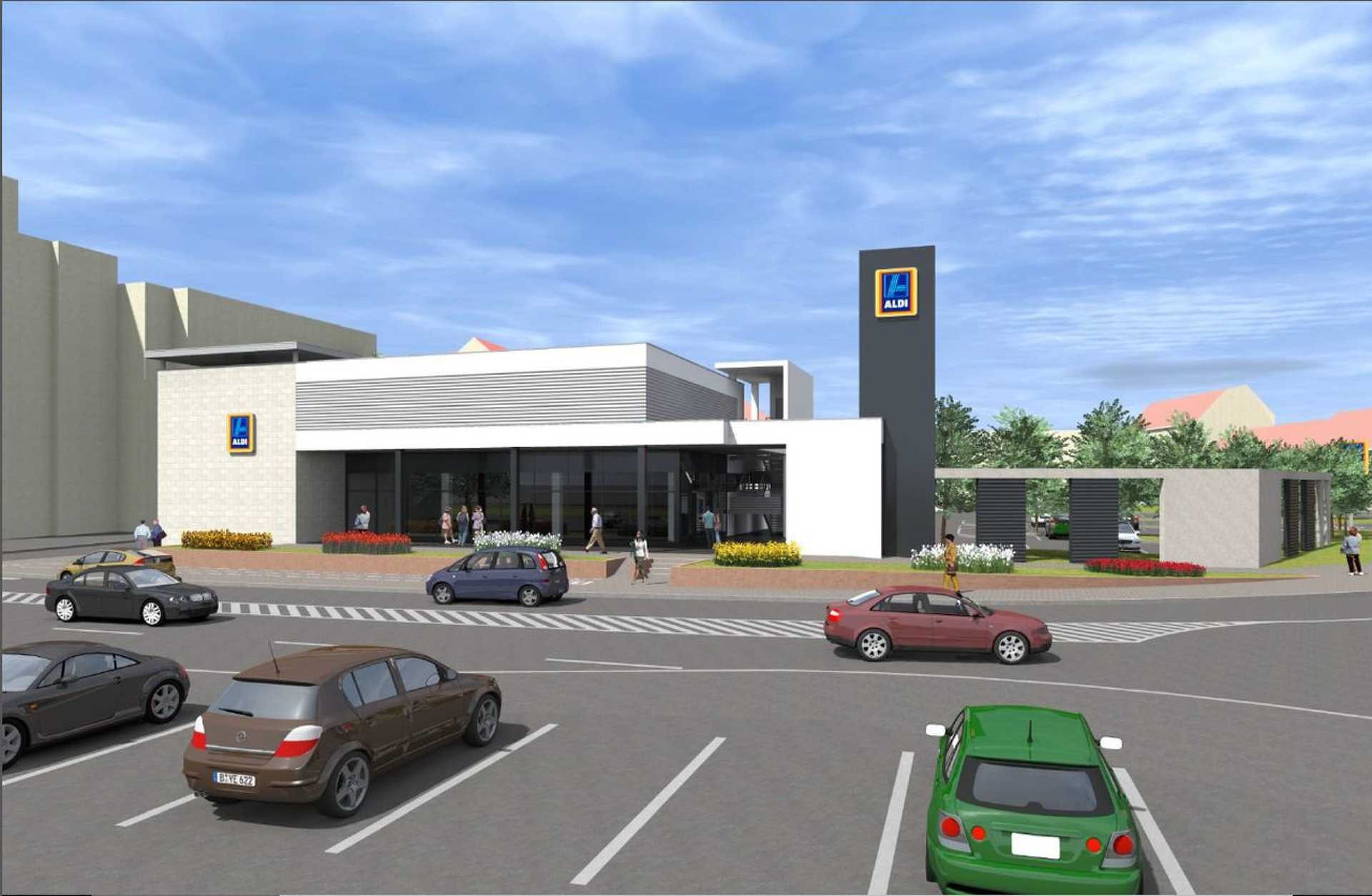 A Magellán Center helyén épülő Aldi látványtervei