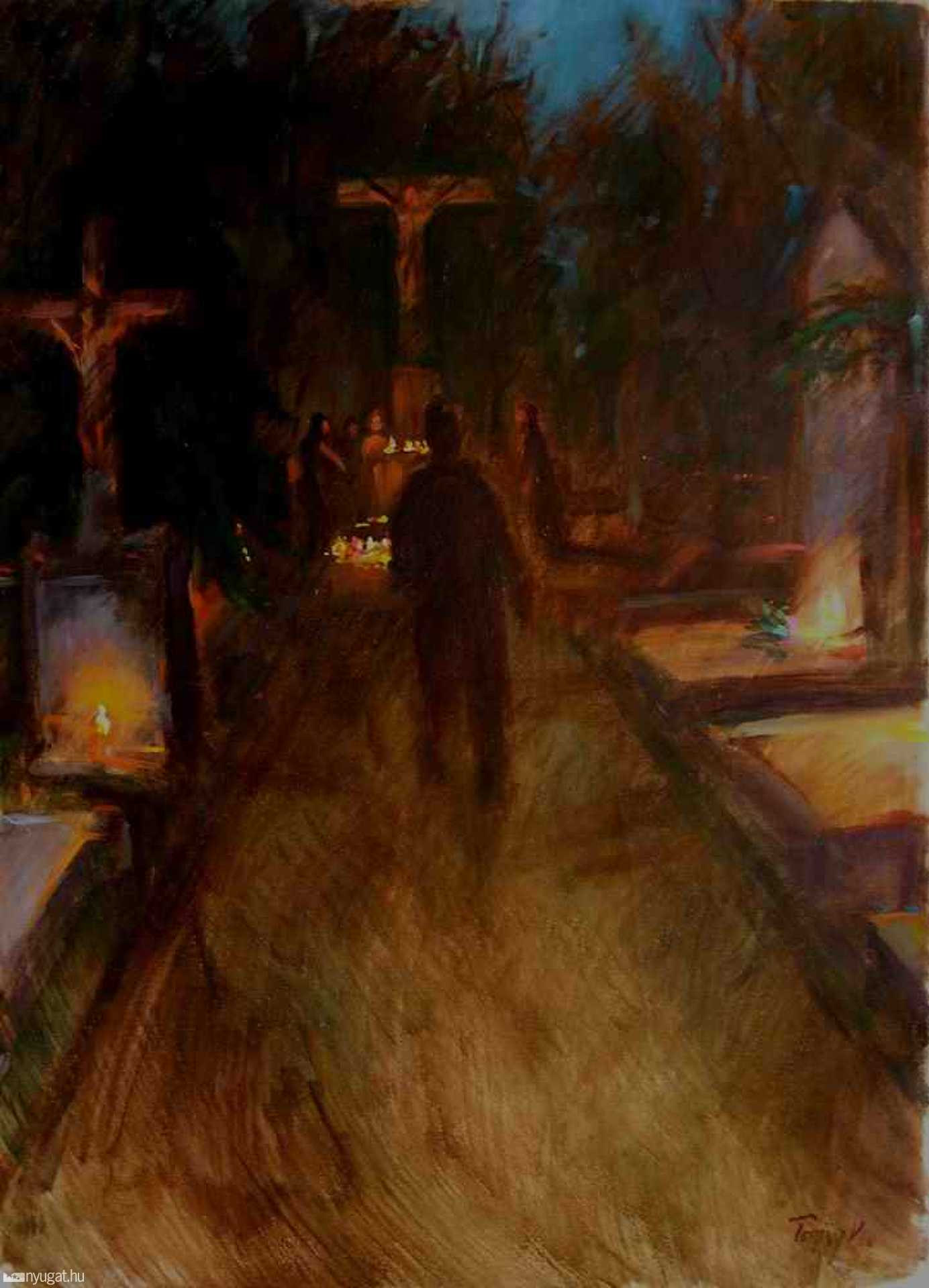Torjay Valter: Mindenszentek 3. (olaj-vászon, 50x70 cm, 2004)