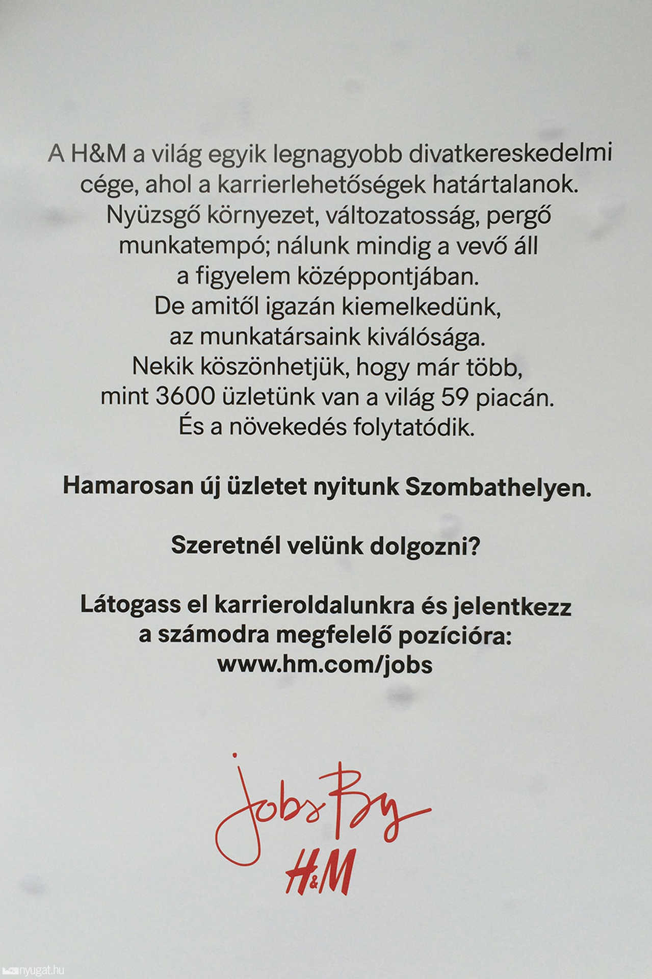 Munkatársakat keres Szombathelyen a H&M