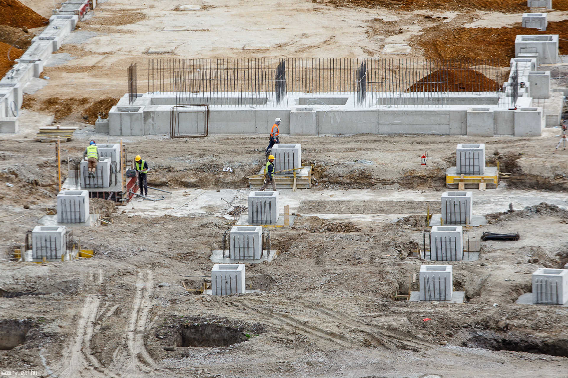 Rohonci úti stadion építése madártávlatból
