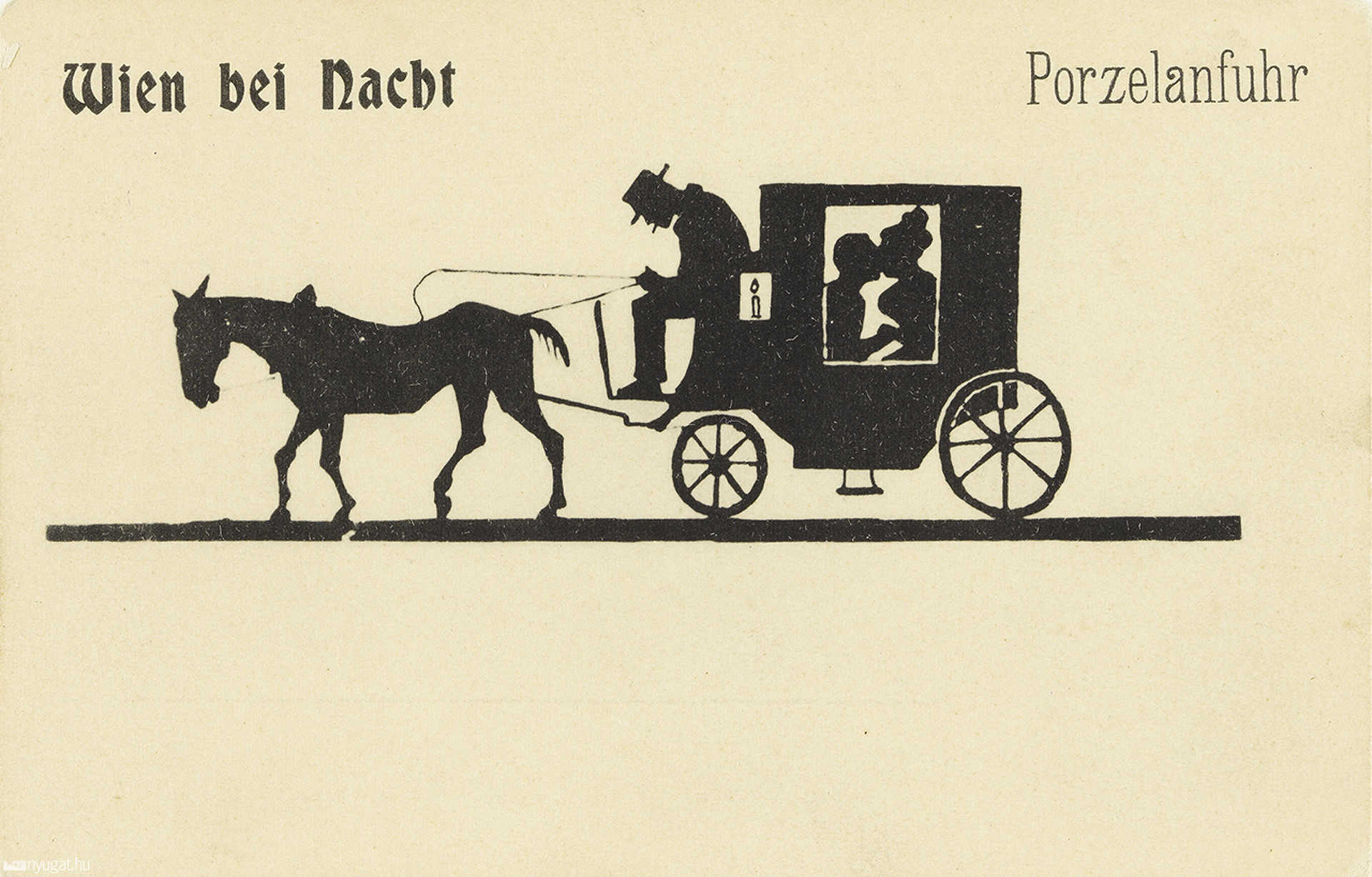 POSTKARTE WIEN BEI NACHT – PORZELANFUHR, UM 1900