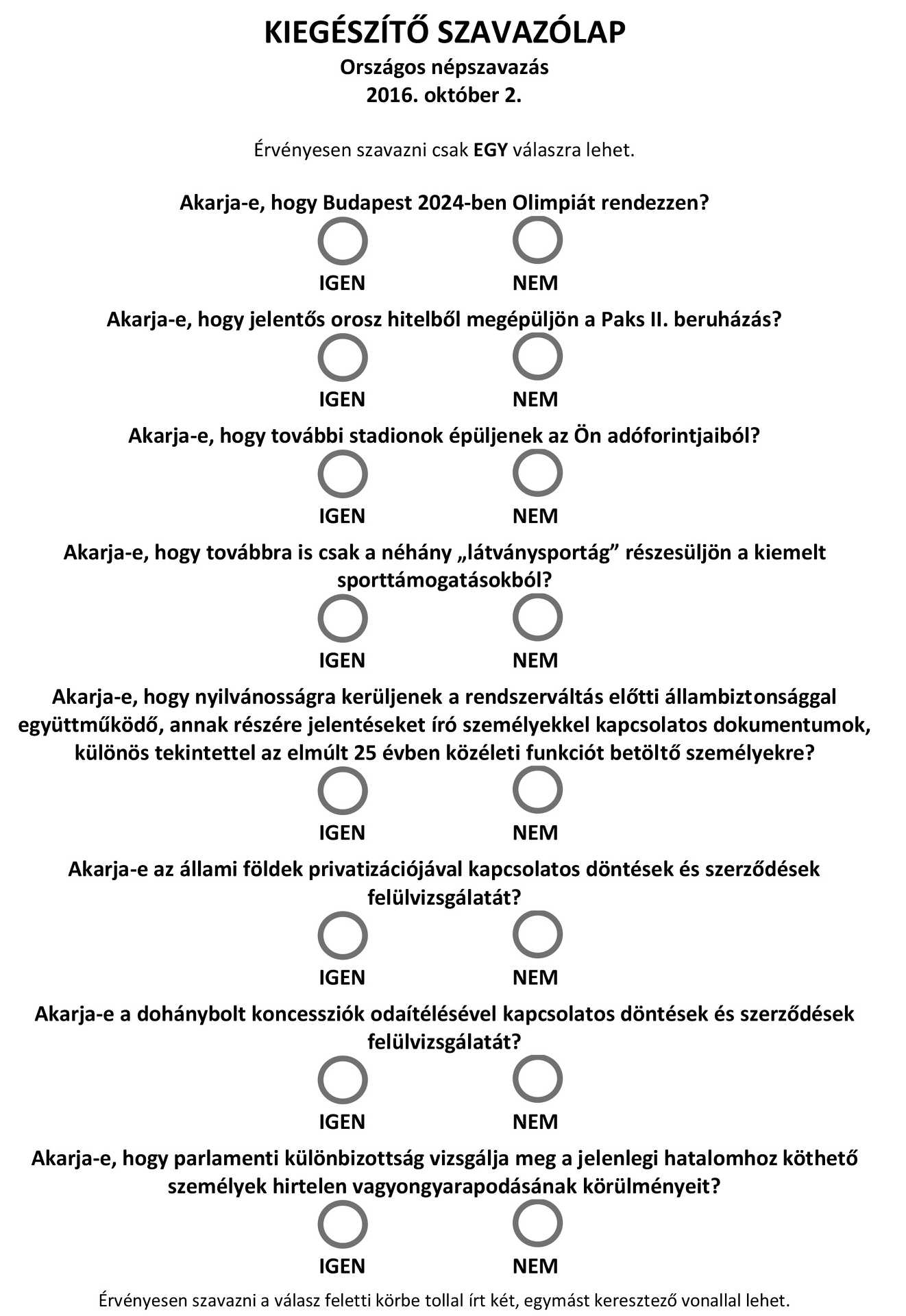 Kiegészítő szavazólap