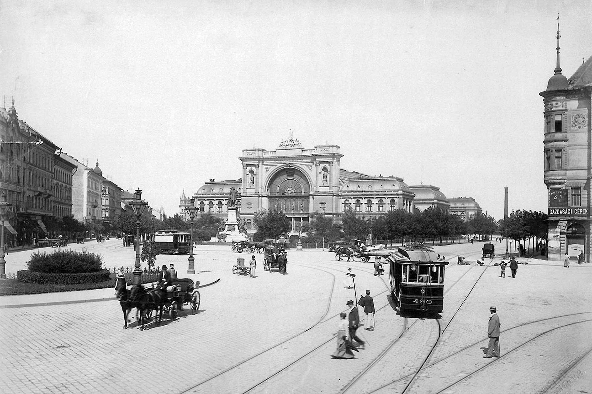 Baross tér, a Keleti-pályaudvar a Rákóczi (Kerepesi) út felől nézve, 1903.
