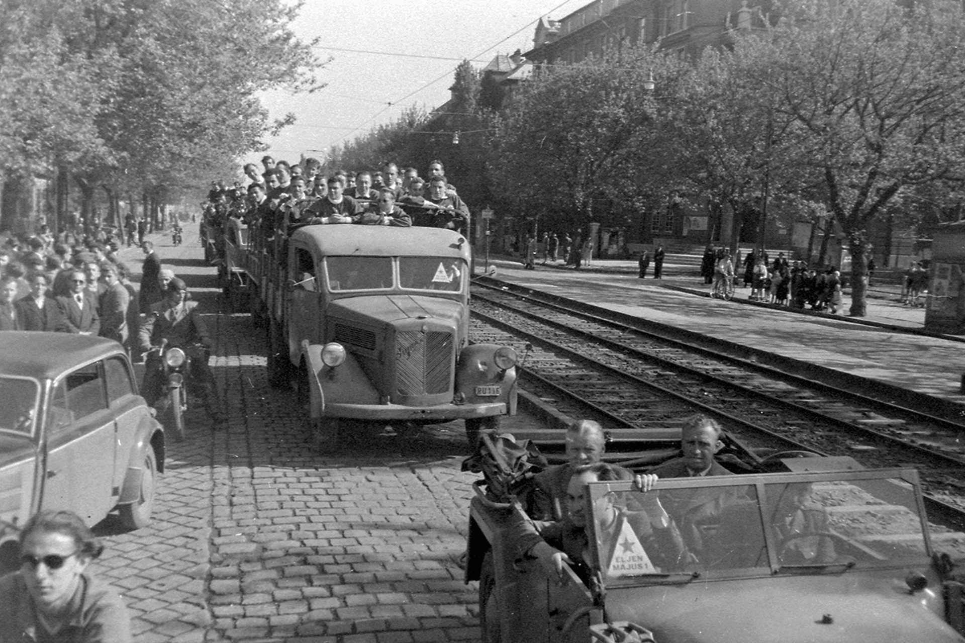 Váci út, jobbra a Gyöngyösi utca, 1950.