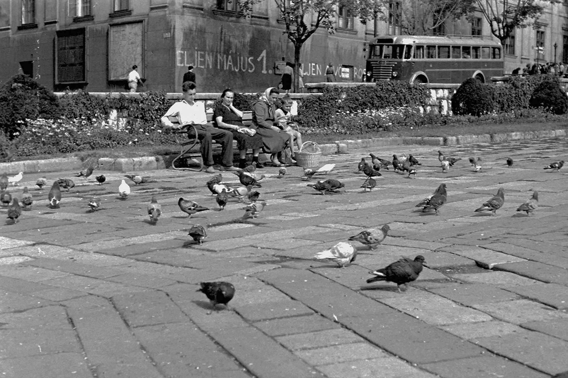 Pécs, Széchenyi tér, a Ciszterci köz sarkánál