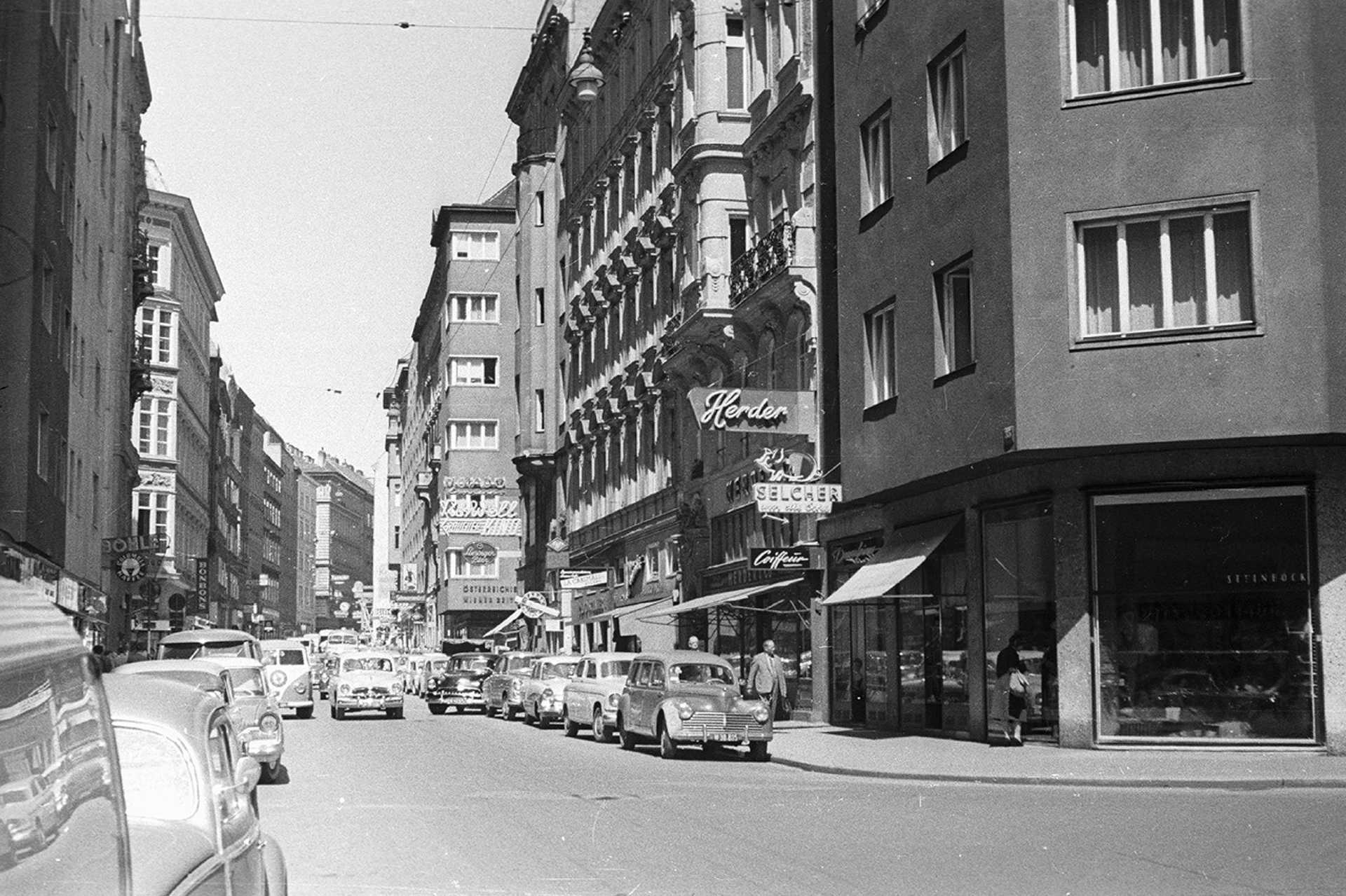 Wollzeile, a Postgasse felől nézve