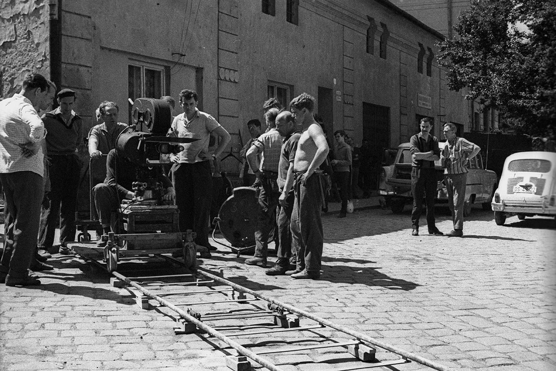 Baja, Roosevelt tér. A felvétel az Aranysárkány című film forgatásakor készült