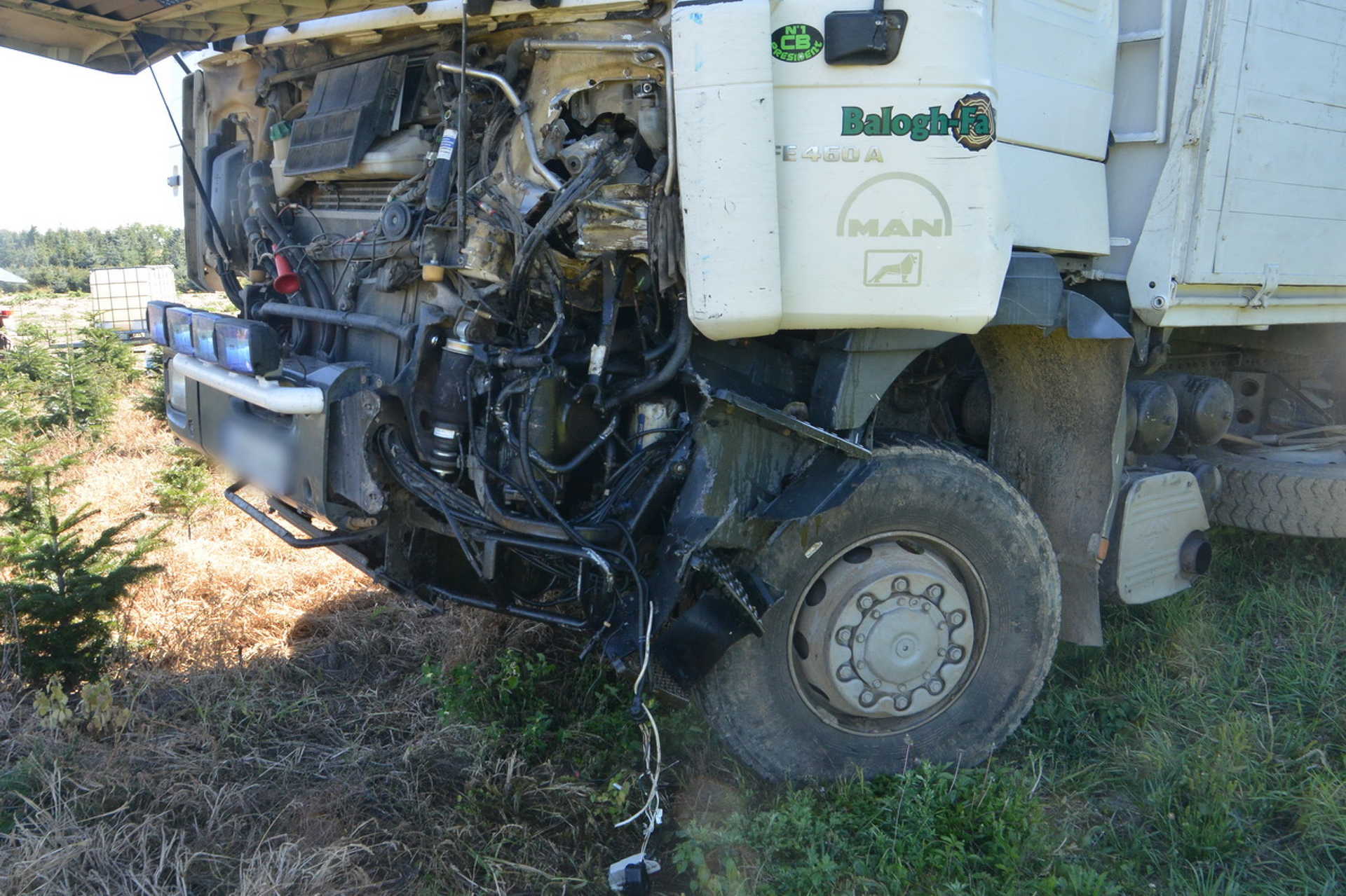 Fát szállító MAN ütközött Iveco kamionnak a 86-os főúton