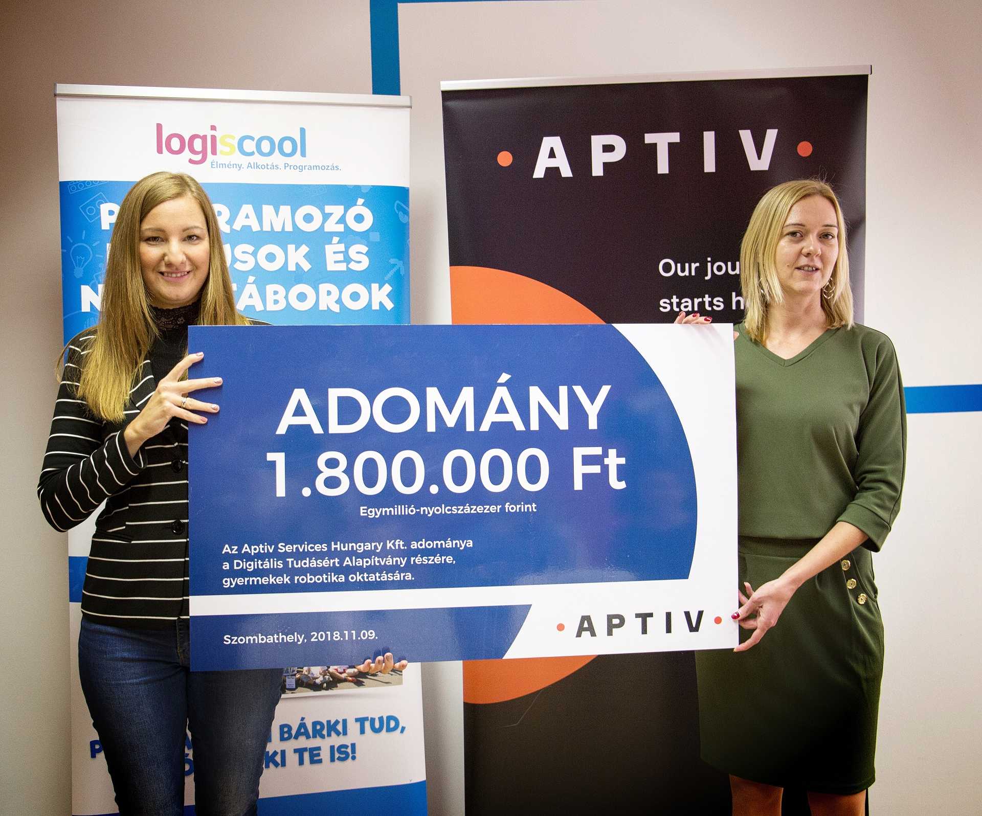 1,8 millió forintot adományozott az Aptiv a Digitális Tudásért Alapítványnak