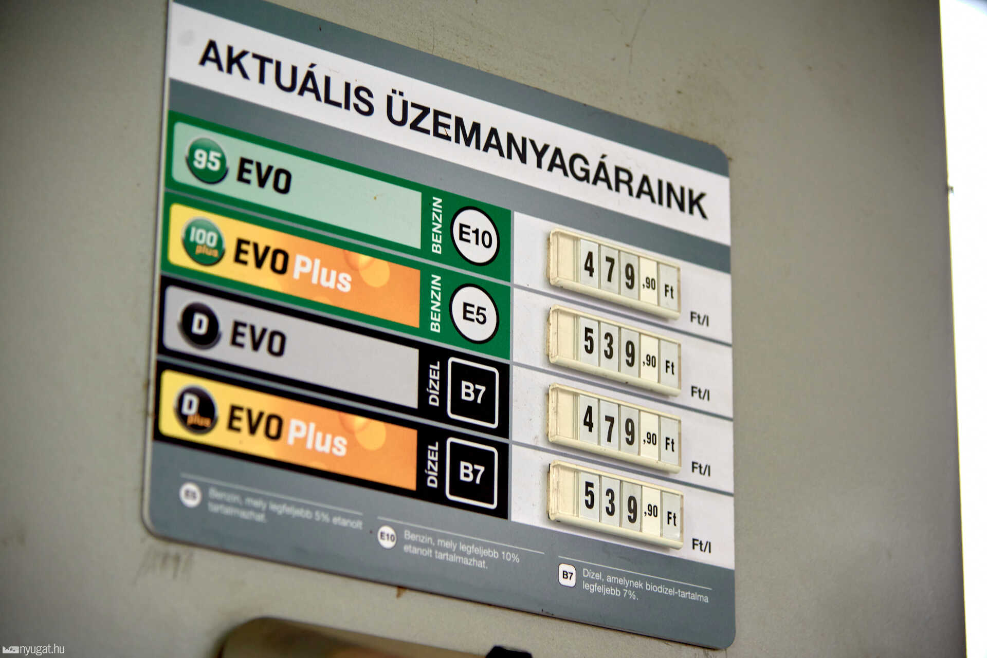 Befagyasztott benzinárak 2021