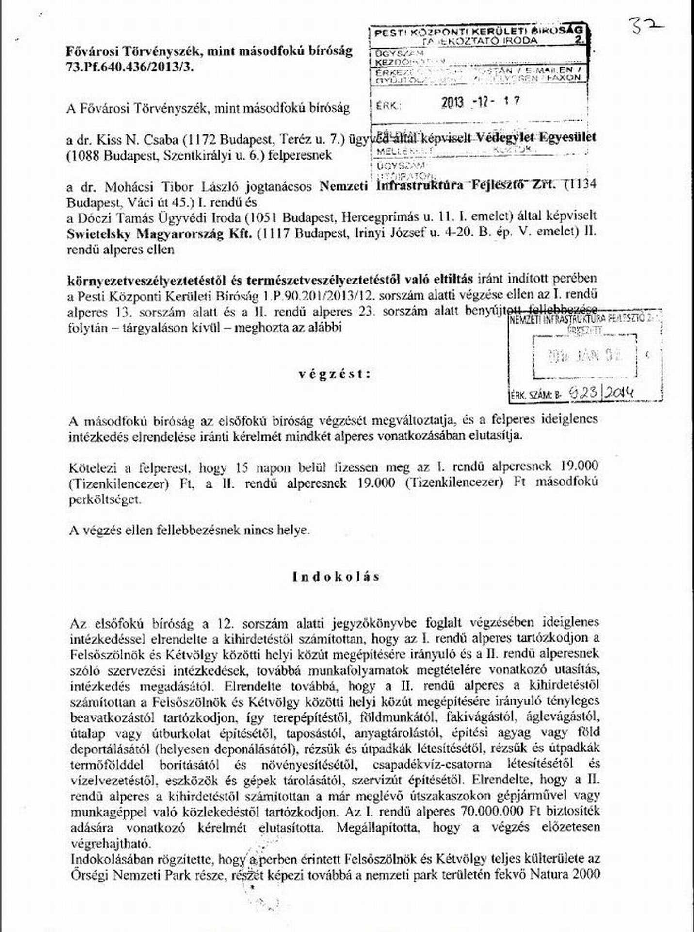 Jogerős végzés a Felsőszölnök-Kétvölgy összekötő útról