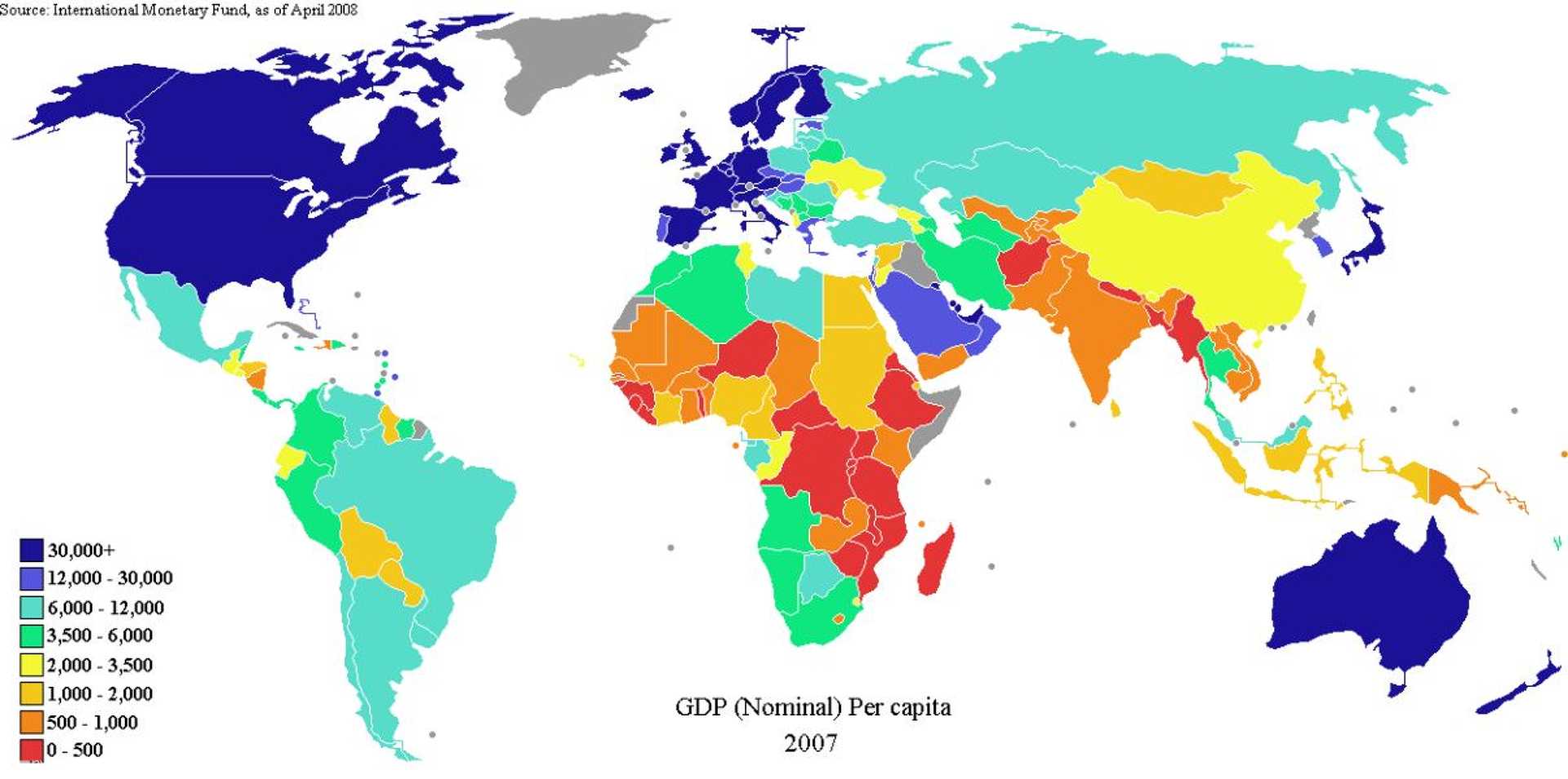 Az egy főre jutó GDP alakulása 2007-ben