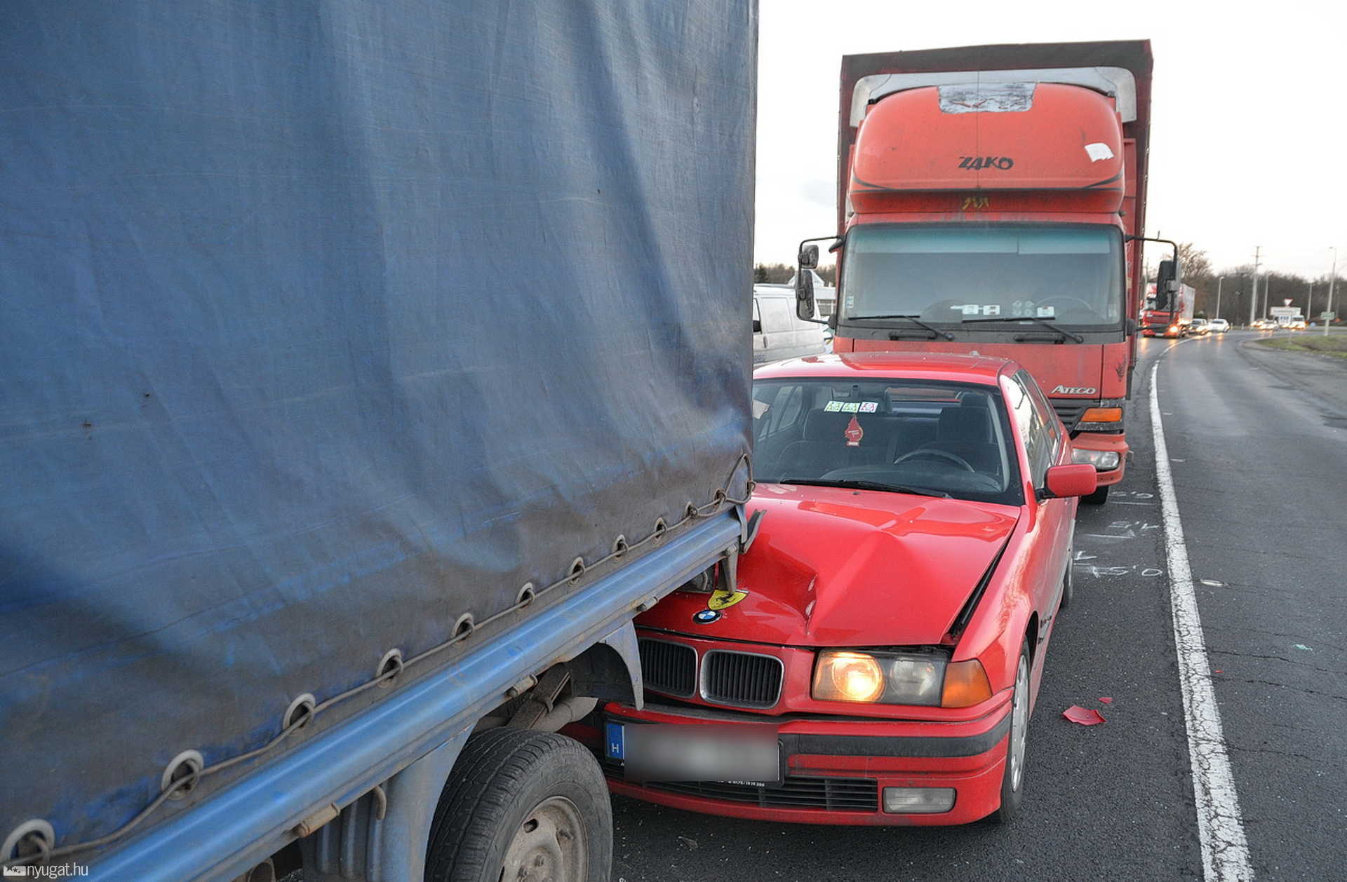Négyes baleset a 86-oson, Szombathely határában