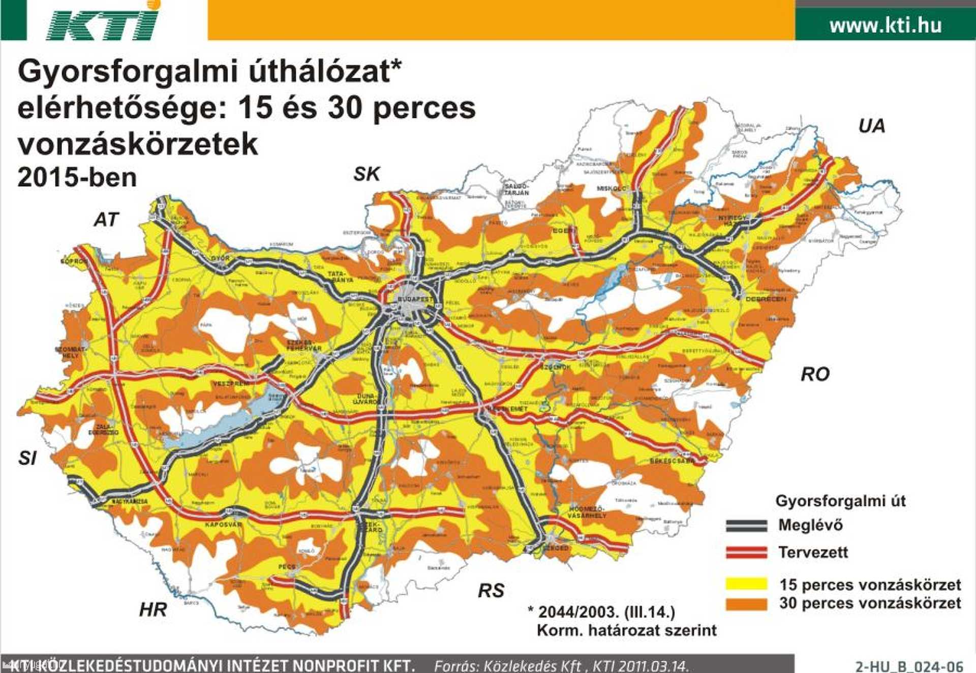 A 2015-re tervezett gyorsforgalmi úthálózat