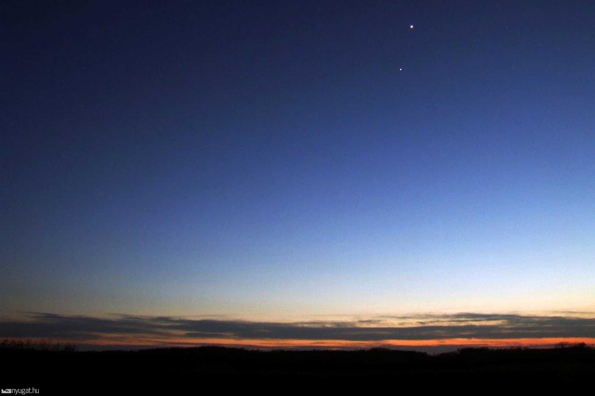 A Vénusz és a Jupiter a nyugati égbolton