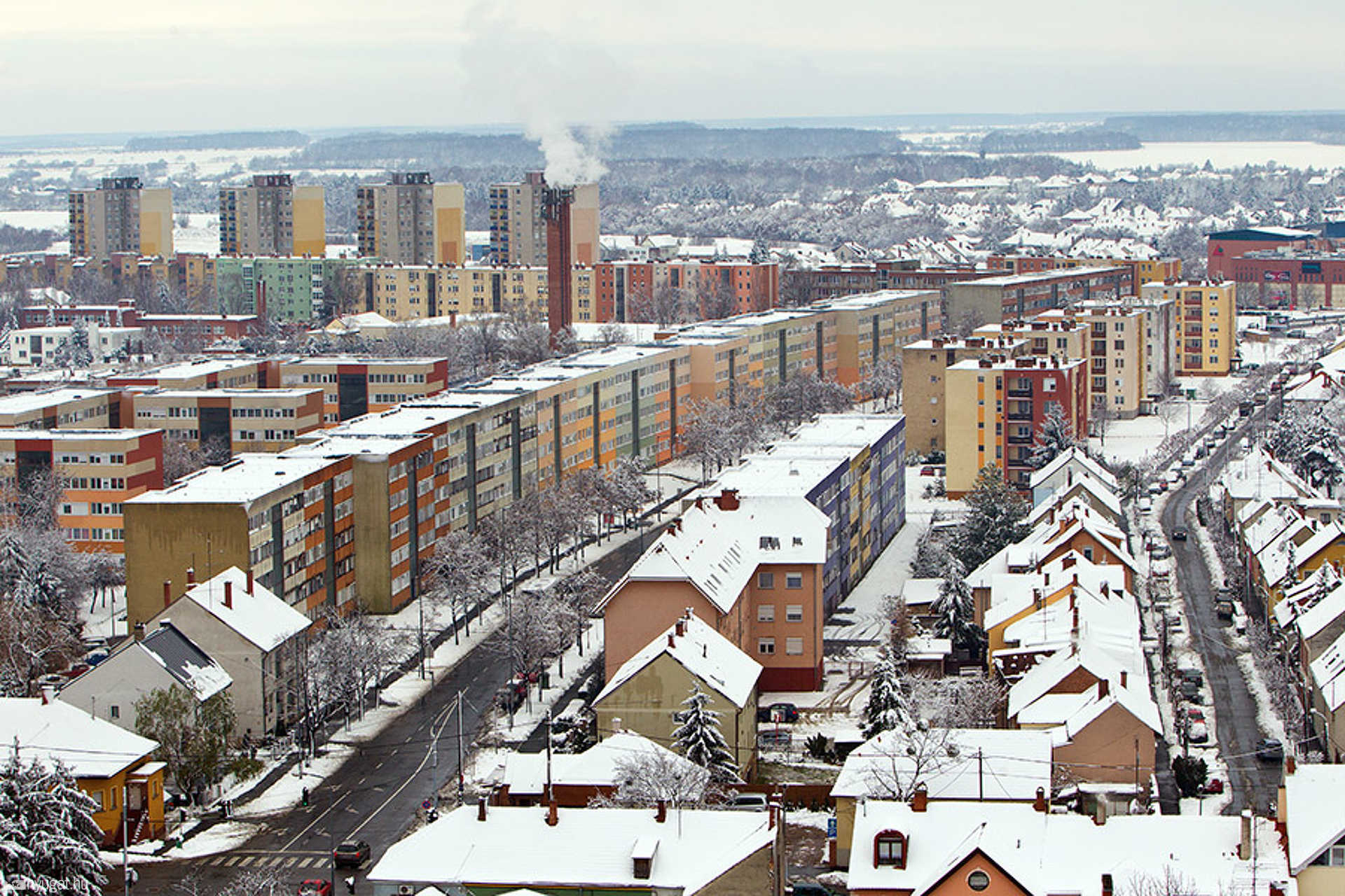 Hó alatt Szombathely - a Víztoronyból