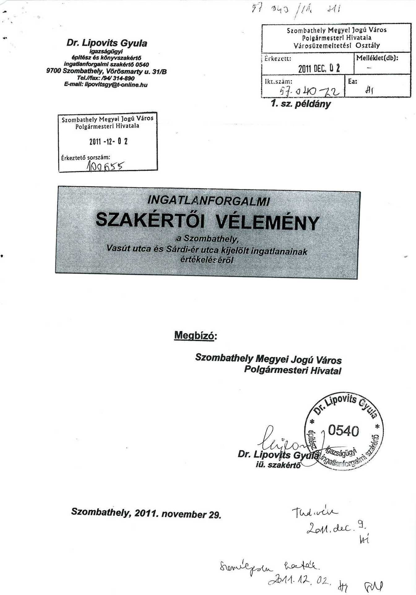 Az igazságügyi szakértő jelentése