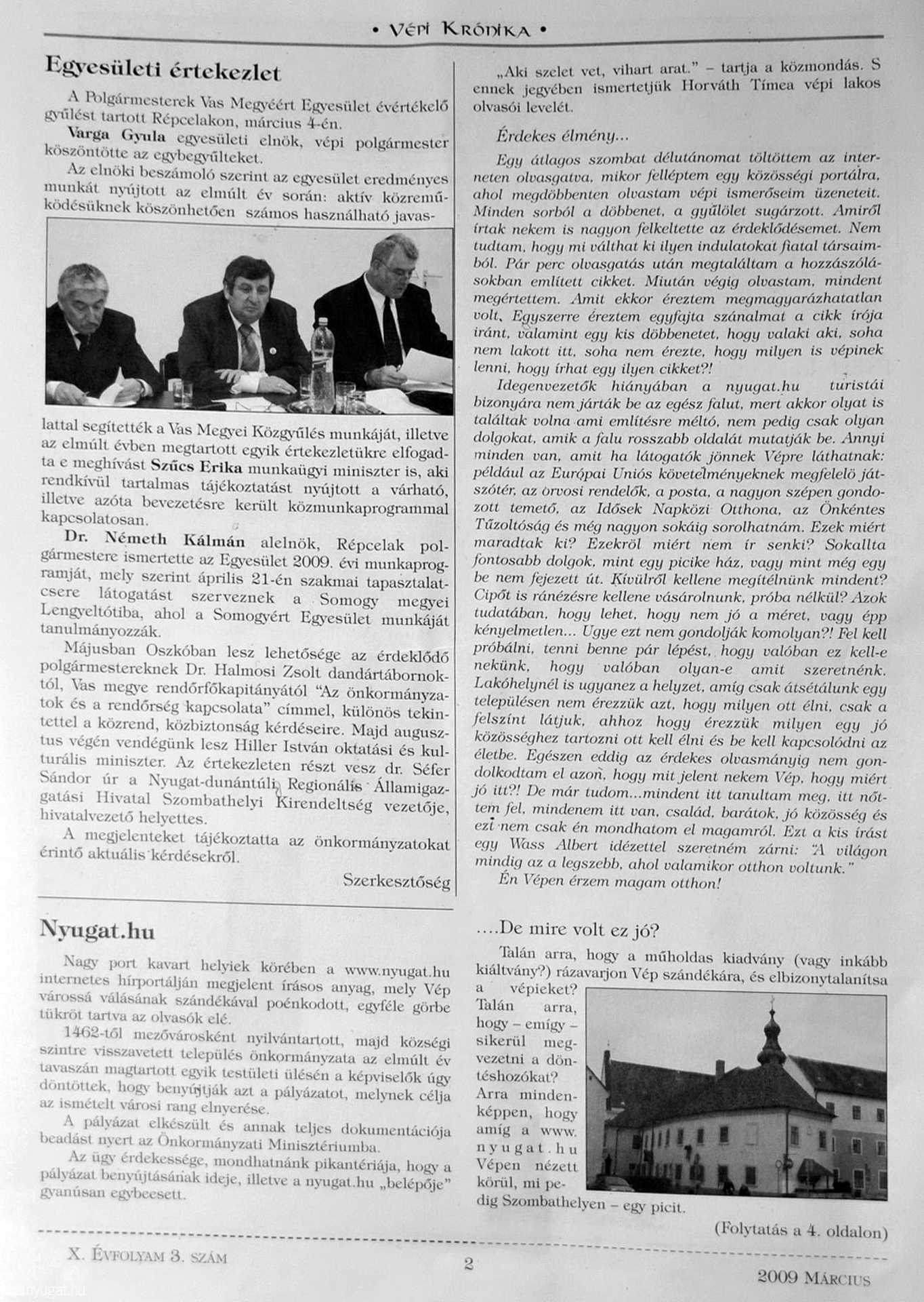 Részlet a Vépi Krónikából