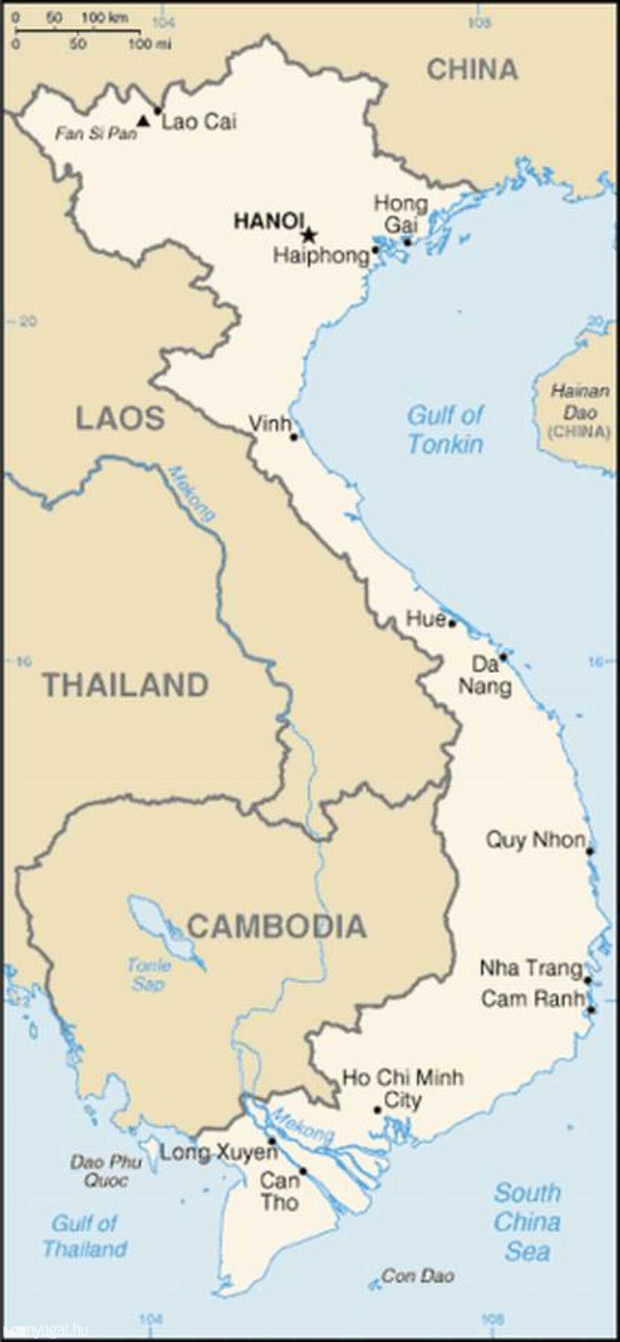 A mai Vietnam térképe