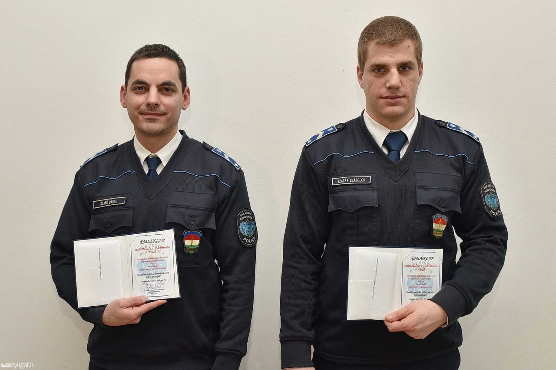 Rendőröket jutalmaztak Szombathelyen