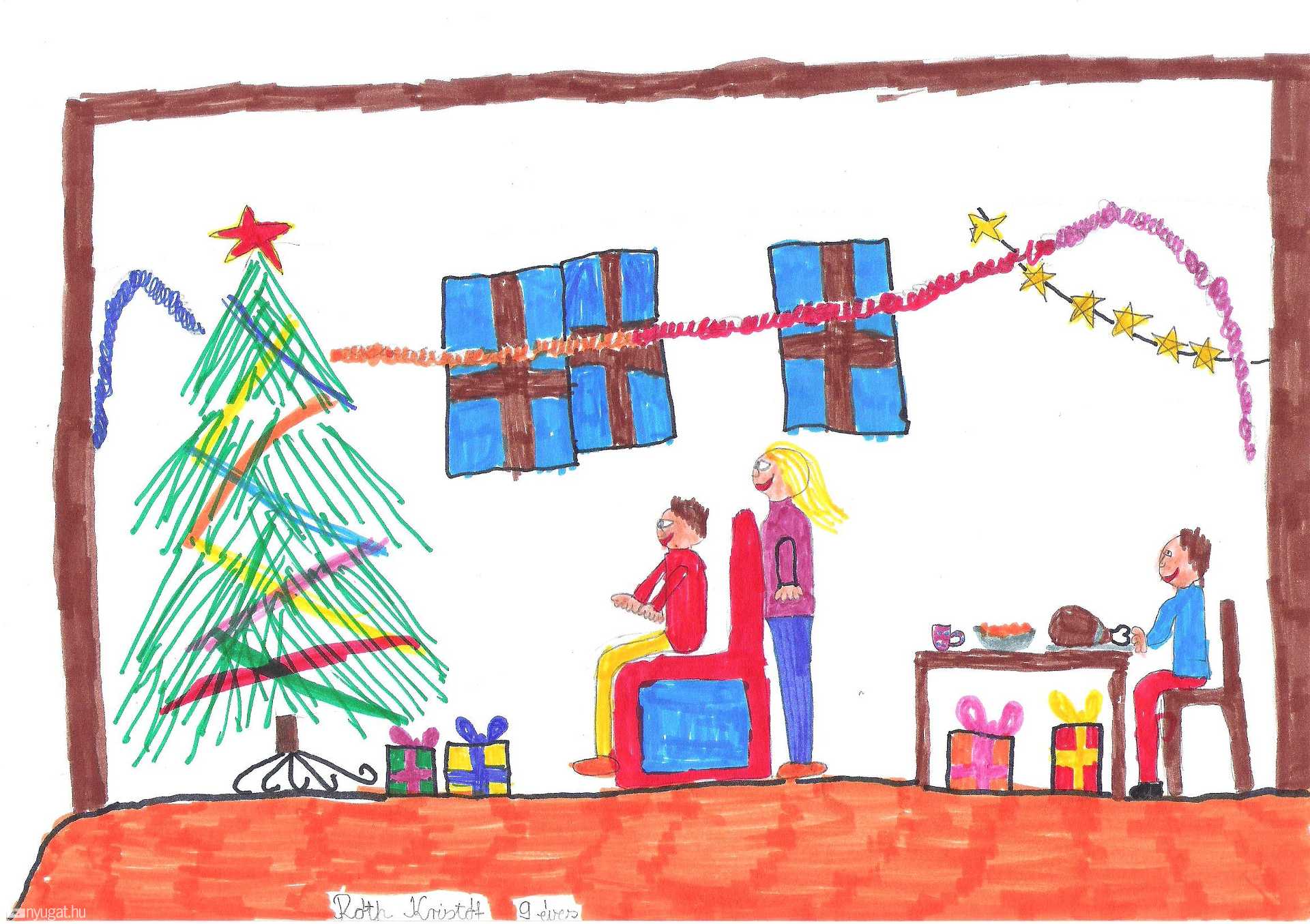 Róth Kristóf, (9 éves) A rajz címe: Boldog Karácsony, Paragvári Iskola