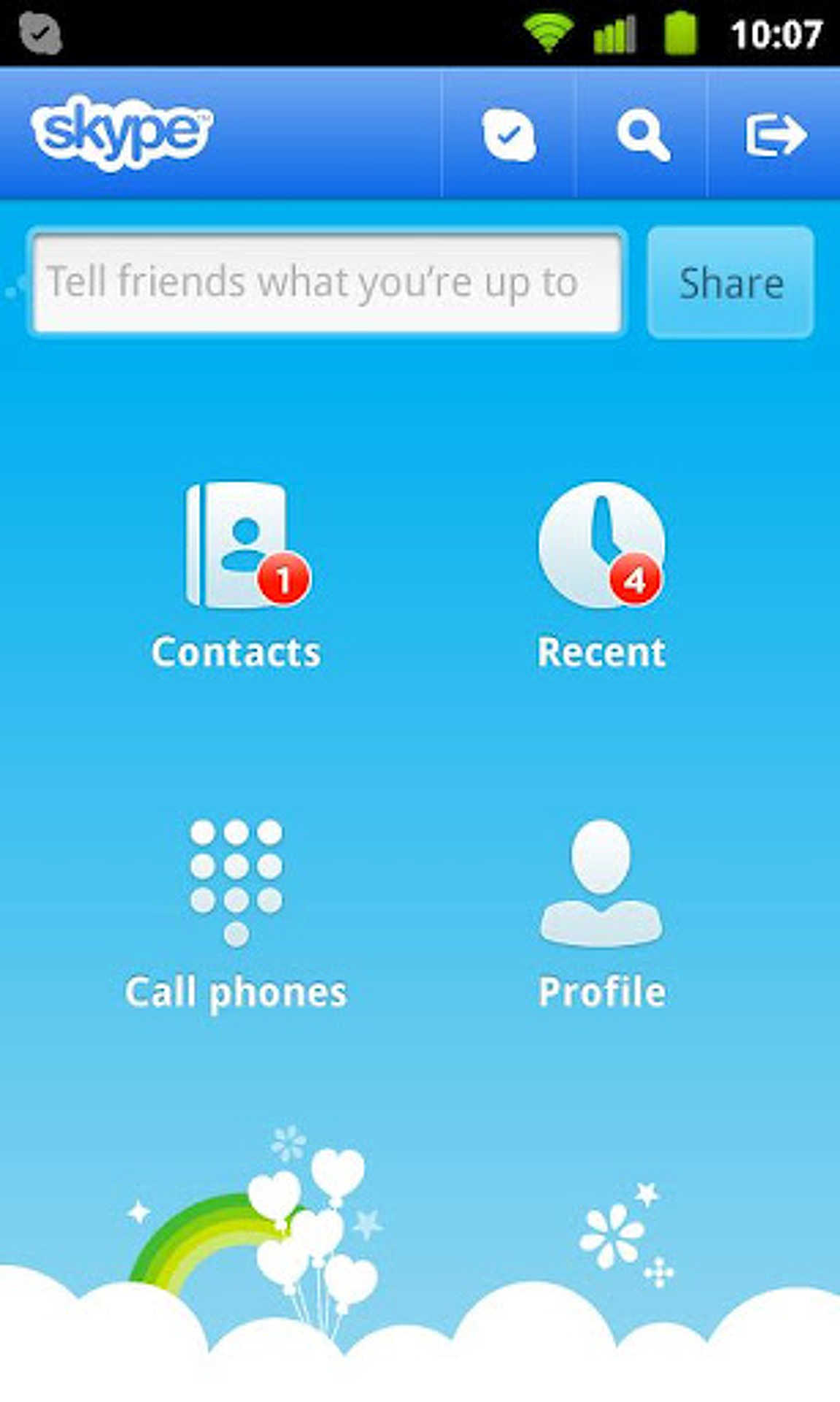 A Skype felülete