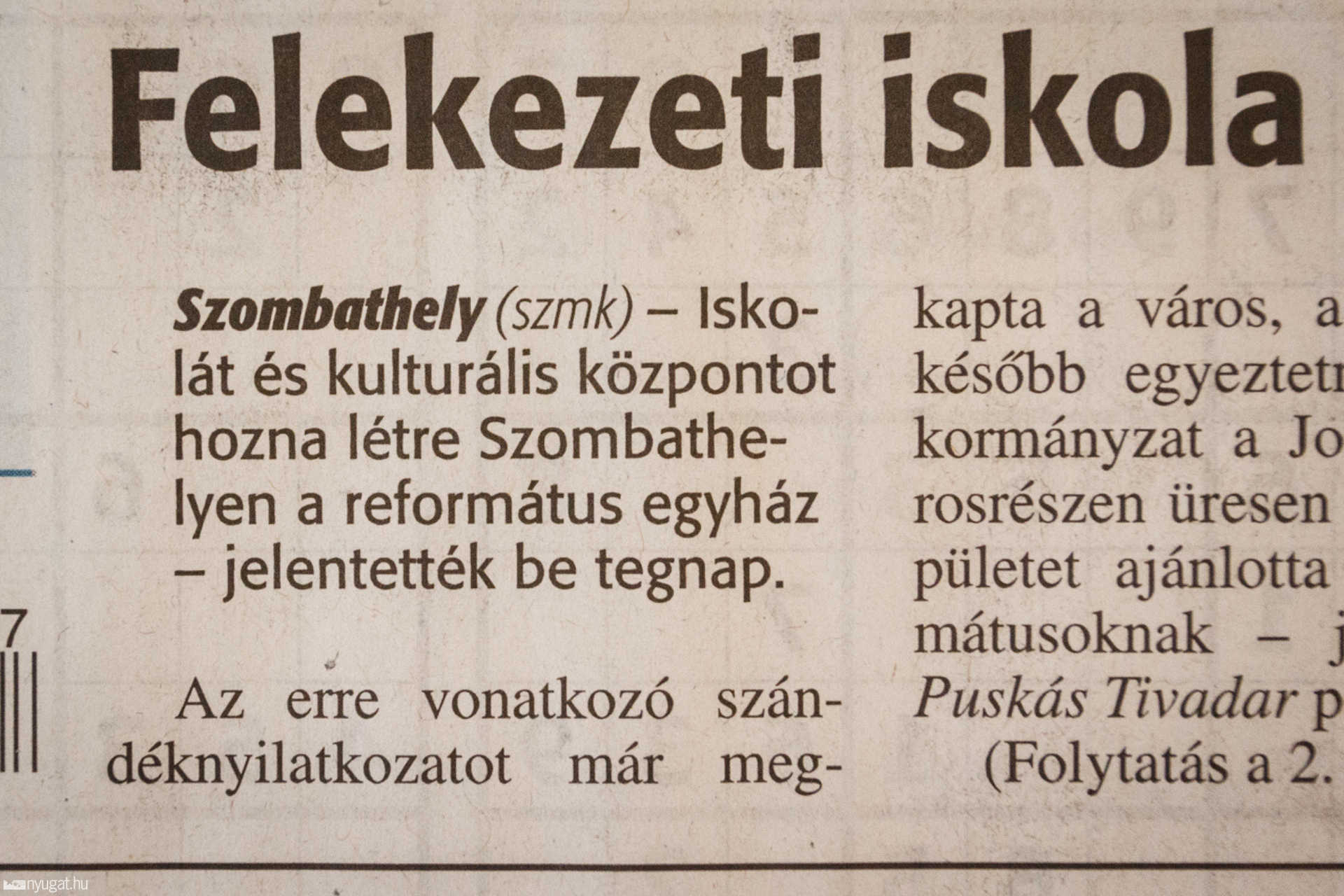 A Szombathelyi Médiaközpont cikkei és képei a Vas Népében