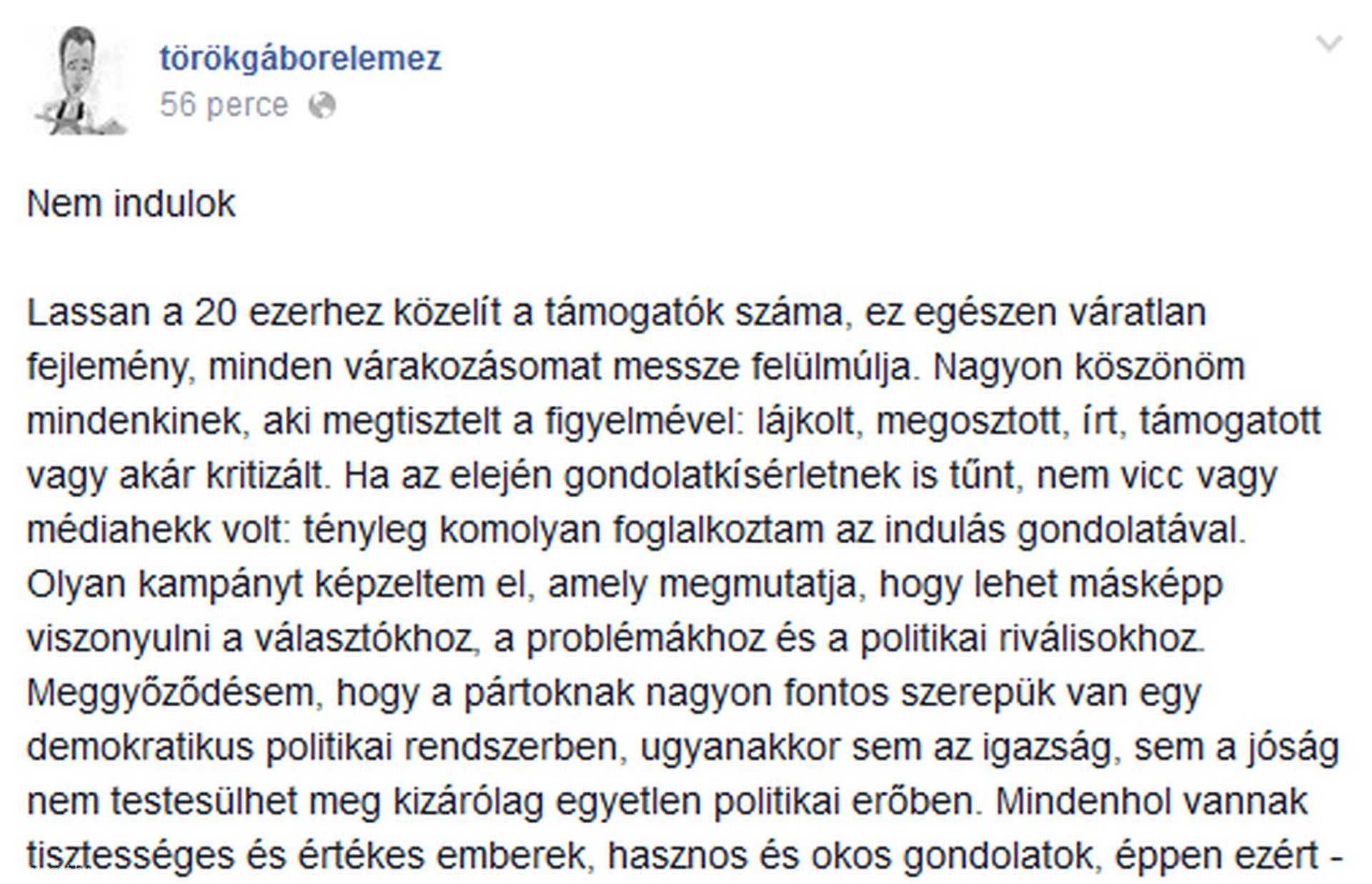 Török Gábor nem indul